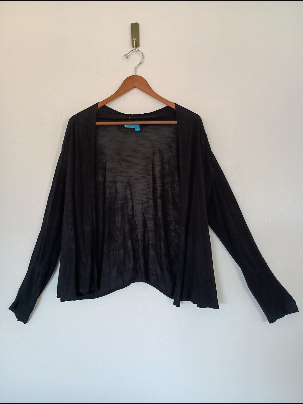 Fresh Produce Shorefront Cardigan Black Open-Front Lightweight Sweater